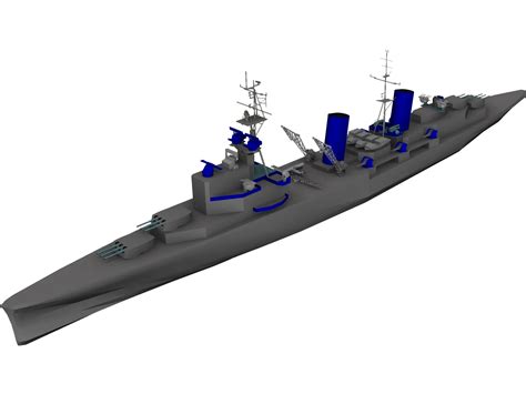 Belfast Light Cruiser 3d Model 3dcadbrowser