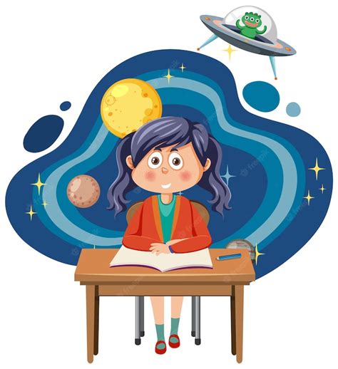 Premium Vector | Astronomy kids in cartoon style