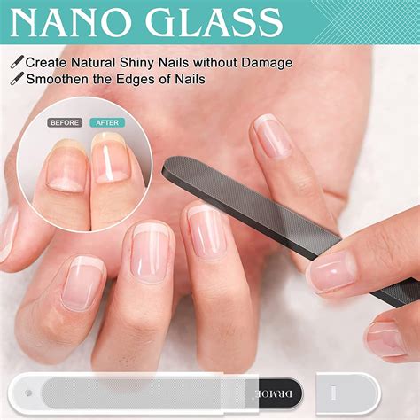 Nano Glass Nail File Set With Case Pcs Cuticle Pusher Crystal