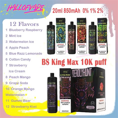 Original Breze Stiik King Max 10000 Puffs Disposable Vapes Puff 10k