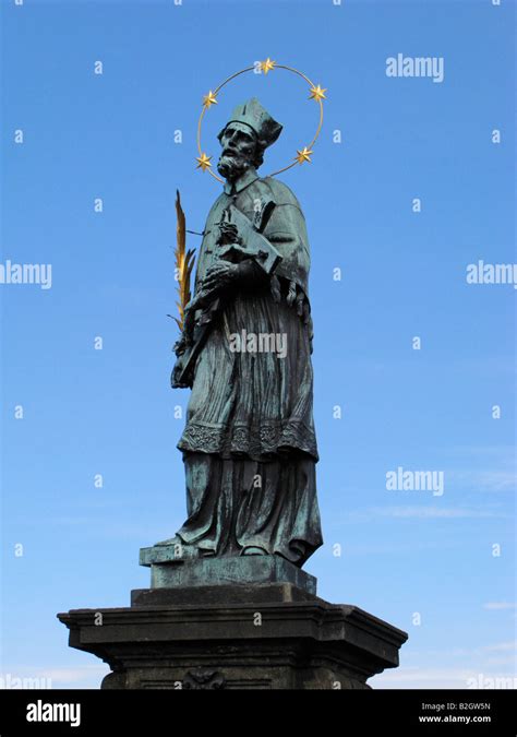 Vertical Colour Picture Of The Statue Of St John Of Nepomuk On