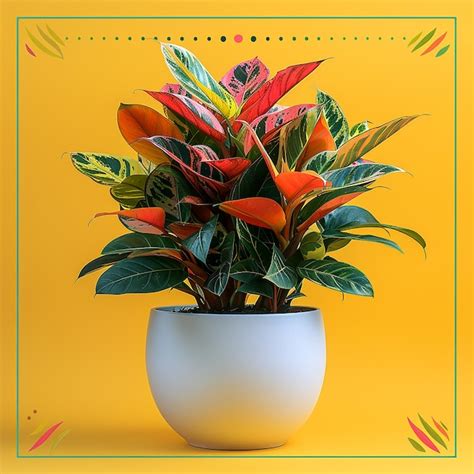 Premium Photo Photo Of Indoor Plants Croton Codiaeum Variegatum In A