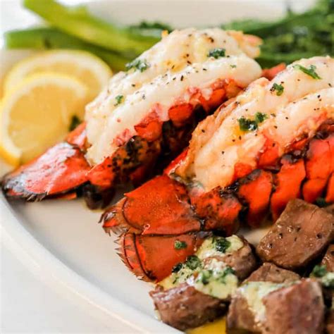 6 Min Air Fryer Lobster Tail And Steak With Garlic Butter Sauce