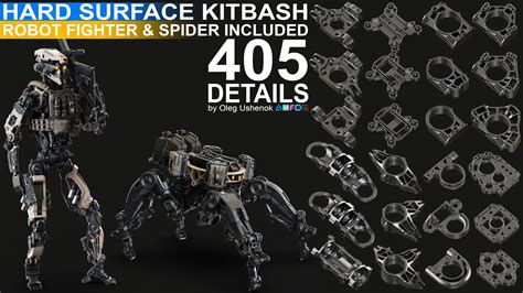 Sci Fi Hard Surface Mechanical KITBASH 405 DETAILS 3D Model CGTrader