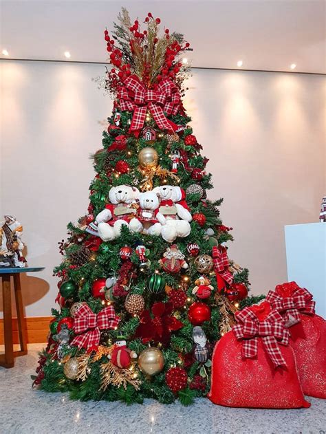 Arvore De Natal Com Ursinhos - Árvore de Natal Decorada com Ursinhos e Enfeites