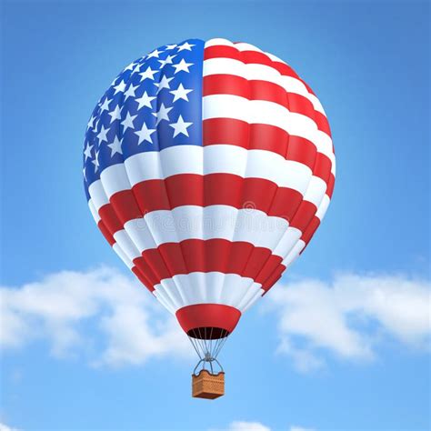 Hot Air Balloon With American Flag Stock Illustration Illustration Of