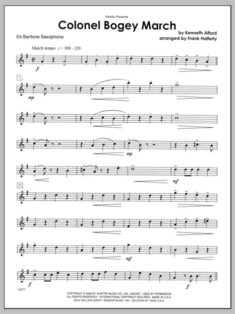 Colonel Bogey March - Baritone Sax | Sheet Music Direct