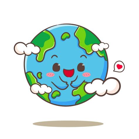 Cute Earth Cartoon World Concept Design Isolated White Background