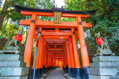 Thousand Vermilion Torii Gates Of The Shinto Sanctuary Of Fushimi Inari