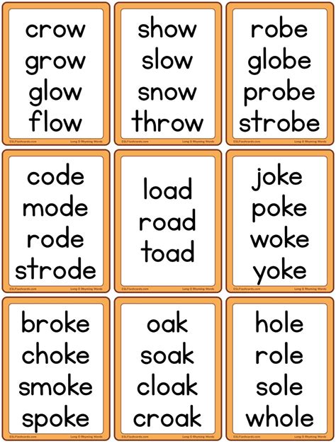 Long Vowels Esl Flashcards