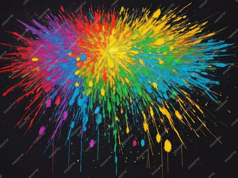 Premium Ai Image A Vibrant Burst Of Paint On A Dark Backdrop