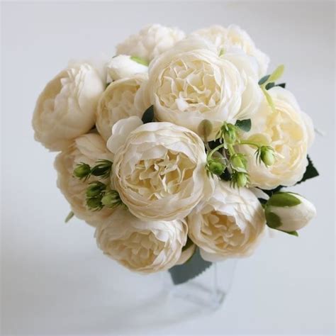 Fleur Sechee White Pivoine Artificielle De Cm Fausse Plante