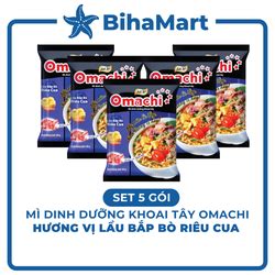 SET 5 GÓI MASAN Mì Omachi GÓI hương vị Lẩu Bắp Bò Riêu Cua Mì