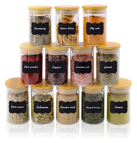 Drevy Glass Spice Jars With Labels 12pcs 6 Oz Spice Containers With