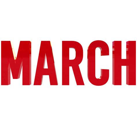 Month Of March 3d Render Red Text 9665861 Png