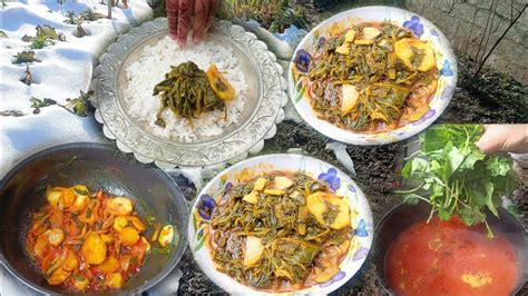 Neow Haakh Te Aelvee Collard Greens With Potato Saag Aur Aloo Simple