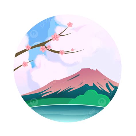 Mount Fuji PNG Transparent Cartoon Mountain Hand Drawn Vector