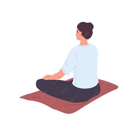 Premium Vector Woman Practicing Yoga On Mat Meditating In Lotus Asana