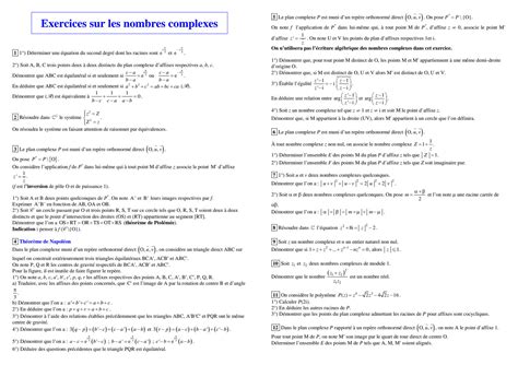 SOLUTION Ex Nombres Complexes Studypool