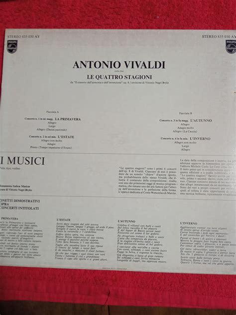 VIVALDI I MUSICI FELIX AYO LE QUATTRO STAGIONI 7169890 Su