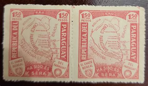 El 1932 Paraguay Pair Of Postage Stamp National Claim On The Chaco