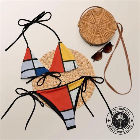 Piet Mondrian String Bikini Eco Friendly Mix Match Sizes XS XL Etsy