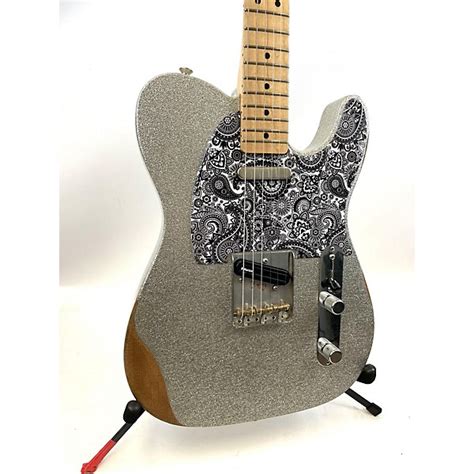 Used Fender Brad Paisley Road Worn Telecaster Solid Body Electric Guitar Silver Sparkle Guitar