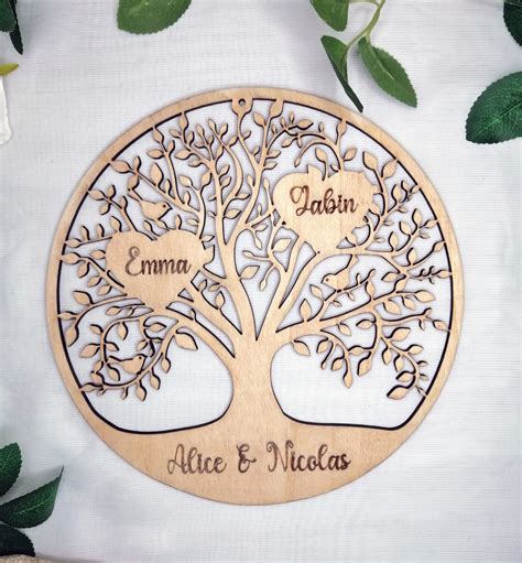 Arbre de vie en bois avec prénoms personnalisables Atelier d Aubin