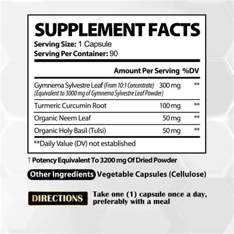 Pure Organic Gymnema Sylvestre Capsules Extract 𝟑𝟐𝟎𝟎𝐦𝐠 4 Herbs