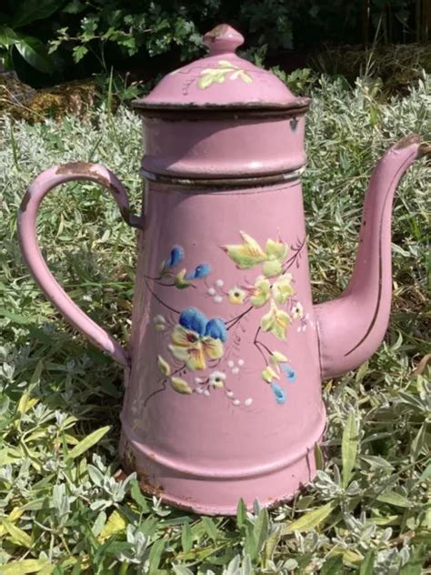 Belle Petite Cafeti Re Ancienne Maill E Rose D Cor En Relief Eur