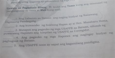 Isulat Ang Tama Kung Ang Isinasaad Ng Pangungusap Ay Tama At Mali Kung