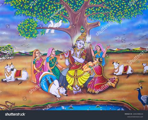 Beautiful View Lord Sri Krishna Vrindavan Stock Illustration 2441598113 ...