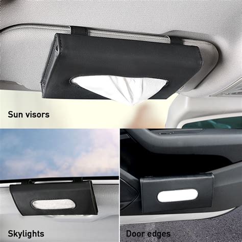 Seametal Universal Pu Leather Car Tissue Bag Sun Visor Paper Holder