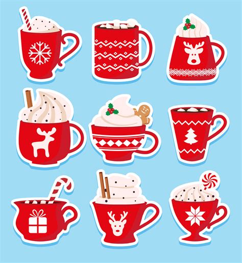 Set Of Cute Christmas Hot Drinks Sticks Vector Illustration Vector Art At Vecteezy
