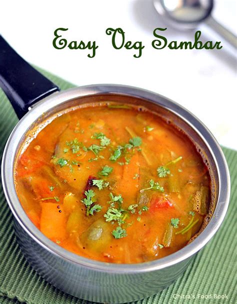 Easy Mixed Vegetable Sambar Recipekadamba Sambar Bachelors Recipes Chitras Food Book