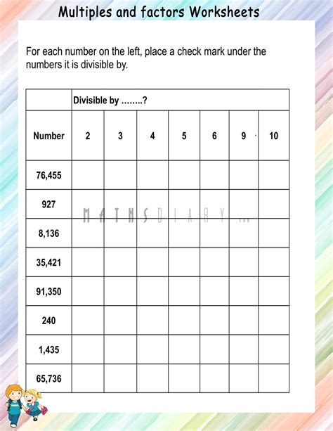 Divisibility Rules Worksheets - Math Worksheets - MathsDiary.com