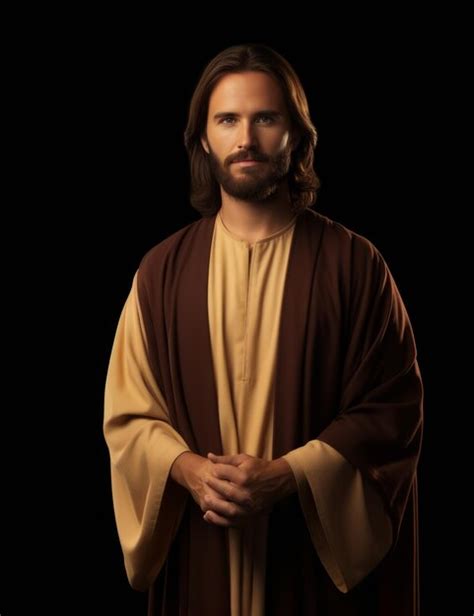 Premium Photo Jesus Standing In Front Of A Black Background