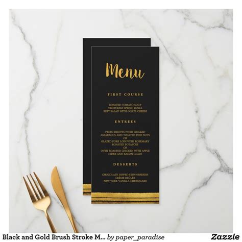 Black And Gold Wedding Menus Zazzle Custom Stationery Design