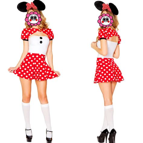 Sexy Red Adult Minnie Mouse Cosplay Costume Party Halloween Costumes For Women Hot Fancy Dress