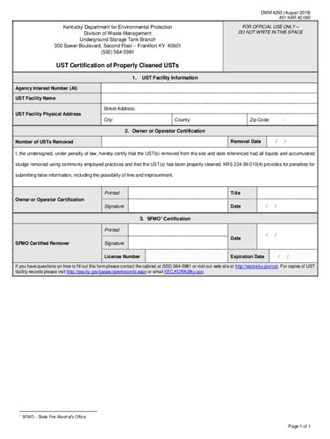 Fillable Online Eec Ky 401 KAR 42 060 UST System Release And