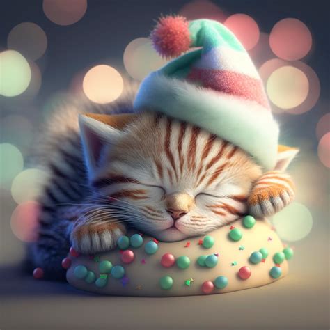 Premium Ai Image Cute Baby Kitten Sleeping