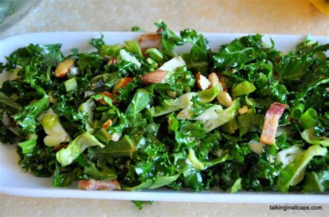 Salad 17 Raw Kale And Brussels Sprouts Slaw With Bacon