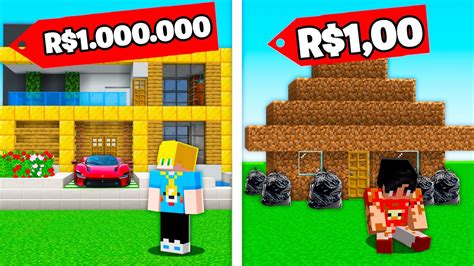 Casa De R1000000 Do Kass Vs Casa De R1 Do Kr No Minecraft Youtube