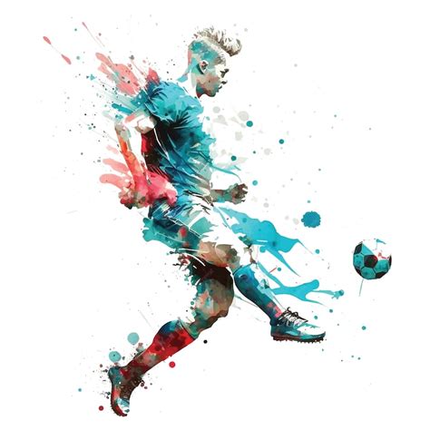 Premium Vector | Watercolor painting of a man playing football soccer