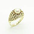 14k yellow gold ring with natural pearl - Catawiki