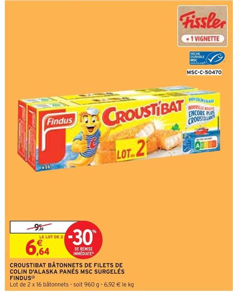 Promo Findus Croustibat B Tonnets De Filets De Colin D Alaska Pan S Msc