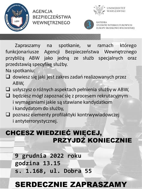 Zapraszamy Na Spotkanie Z Funkcjonariuszami ABW 09 12 2022 KSI