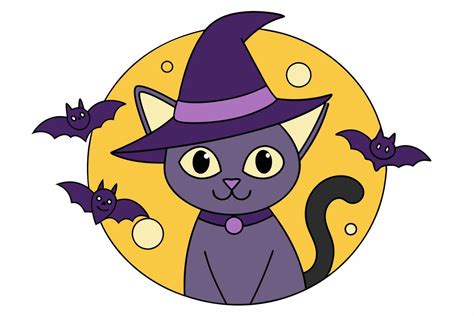 Adorable Halloween Cat With Bat Illustration 48383439 Vector Art At