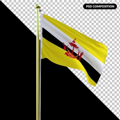 Premium PSD Brunei Darussalam National Flag Isolated 3d Premium Psd