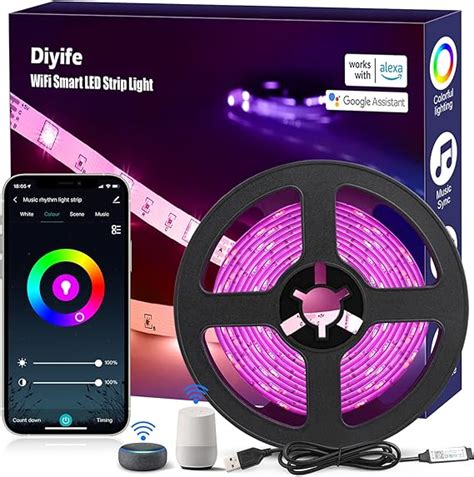 Diyife Smart LED Light Strip Alexa 3m WiFi App Control 5050 RGB